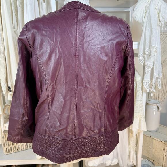 CJ Banks Plus sz. 1X Purple vegan leather full zip blazer, jacket classic #4264 - Picture 3 of 9